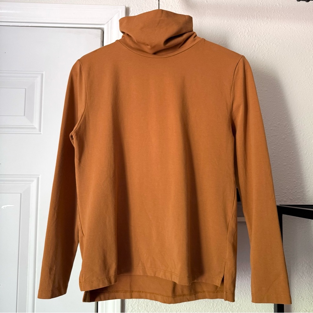 TRADLANDS rust orange pumpkin cotton turtleneck long sleeve knit top tee